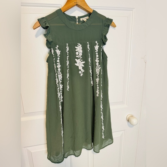 Miami Olive and White Floral Kids Dress - Picture 1 of 12